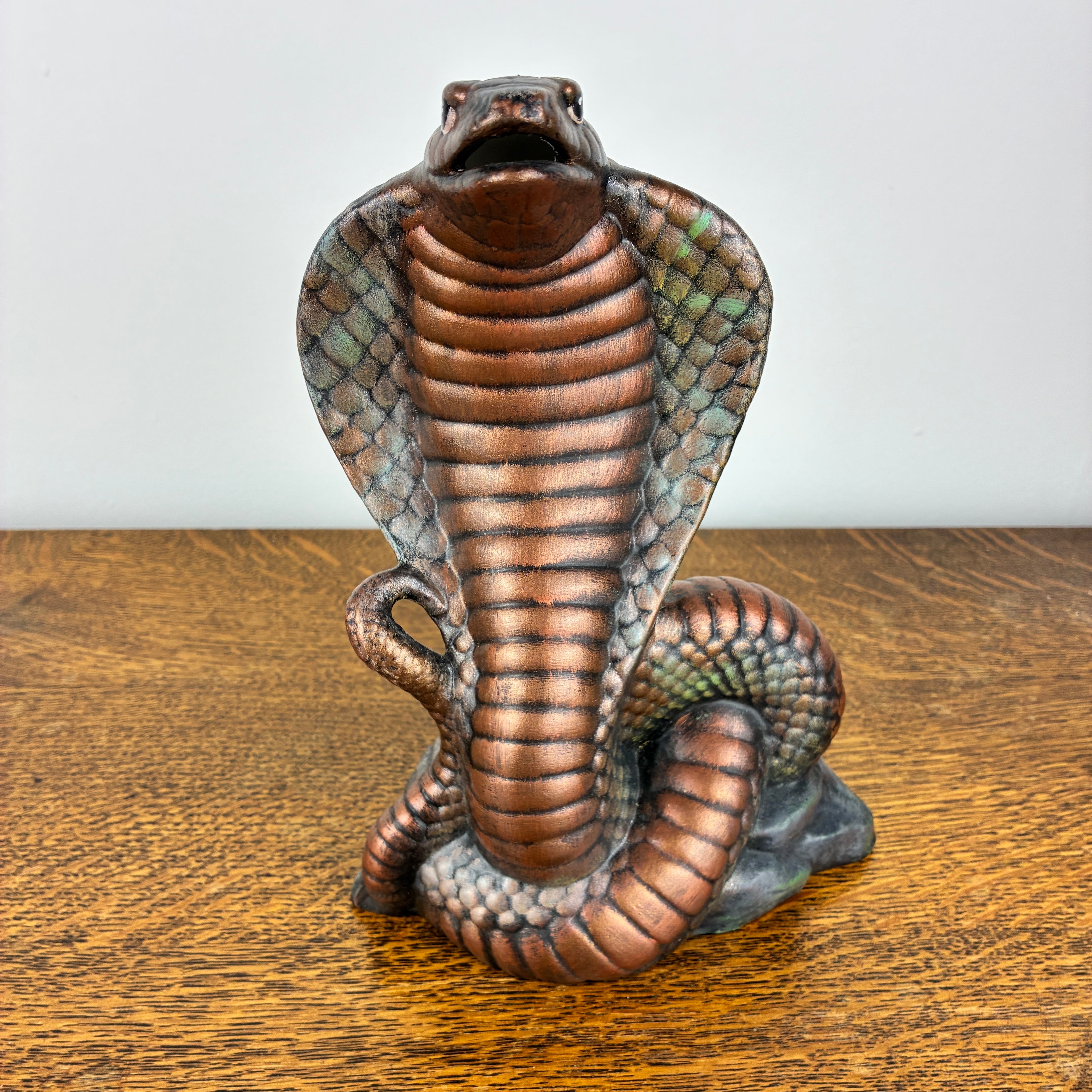 Cobra Snake Ceramic Figurine – Bronze Effect Hand Painted