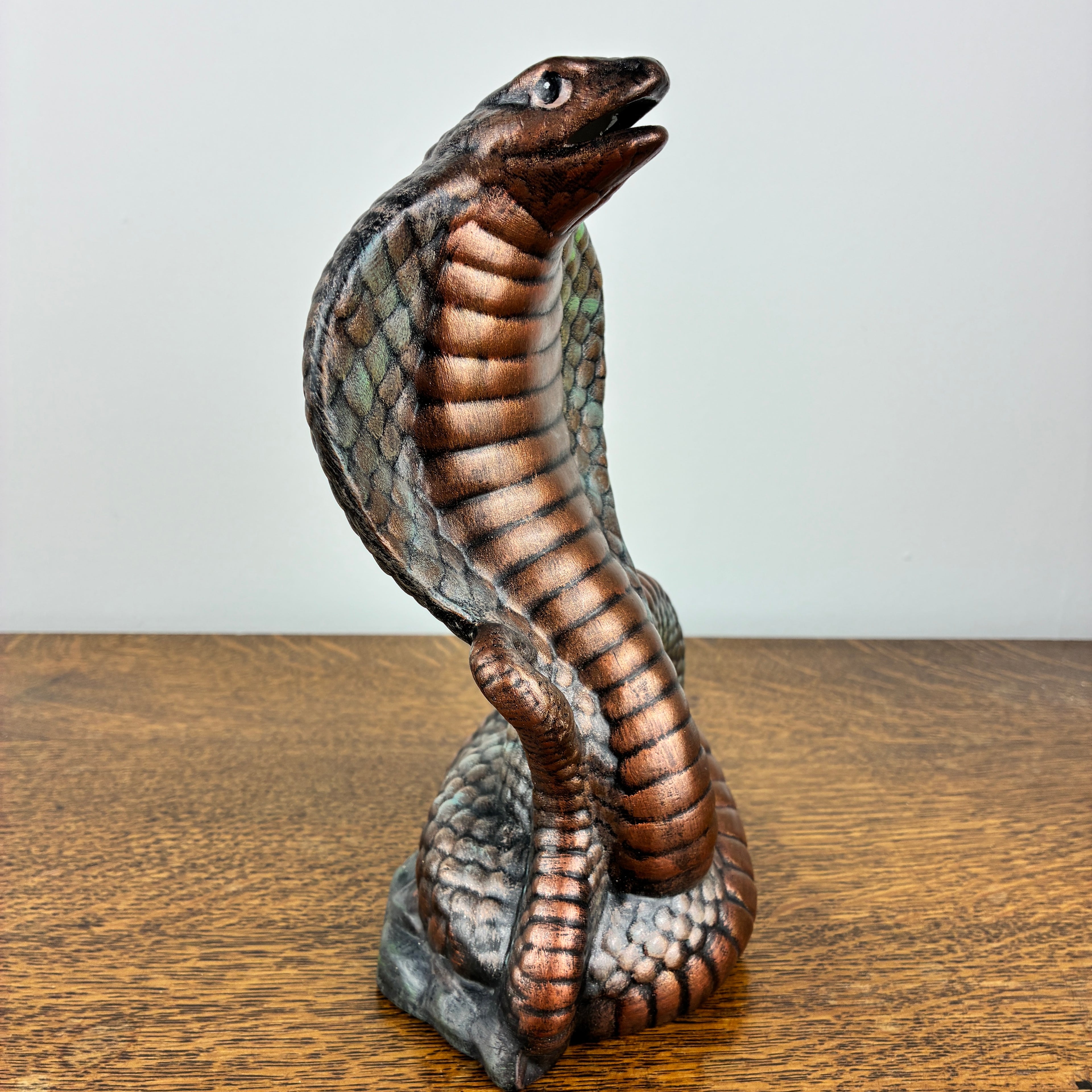 Cobra Snake Ceramic Figurine – Bronze Effect Hand Painted