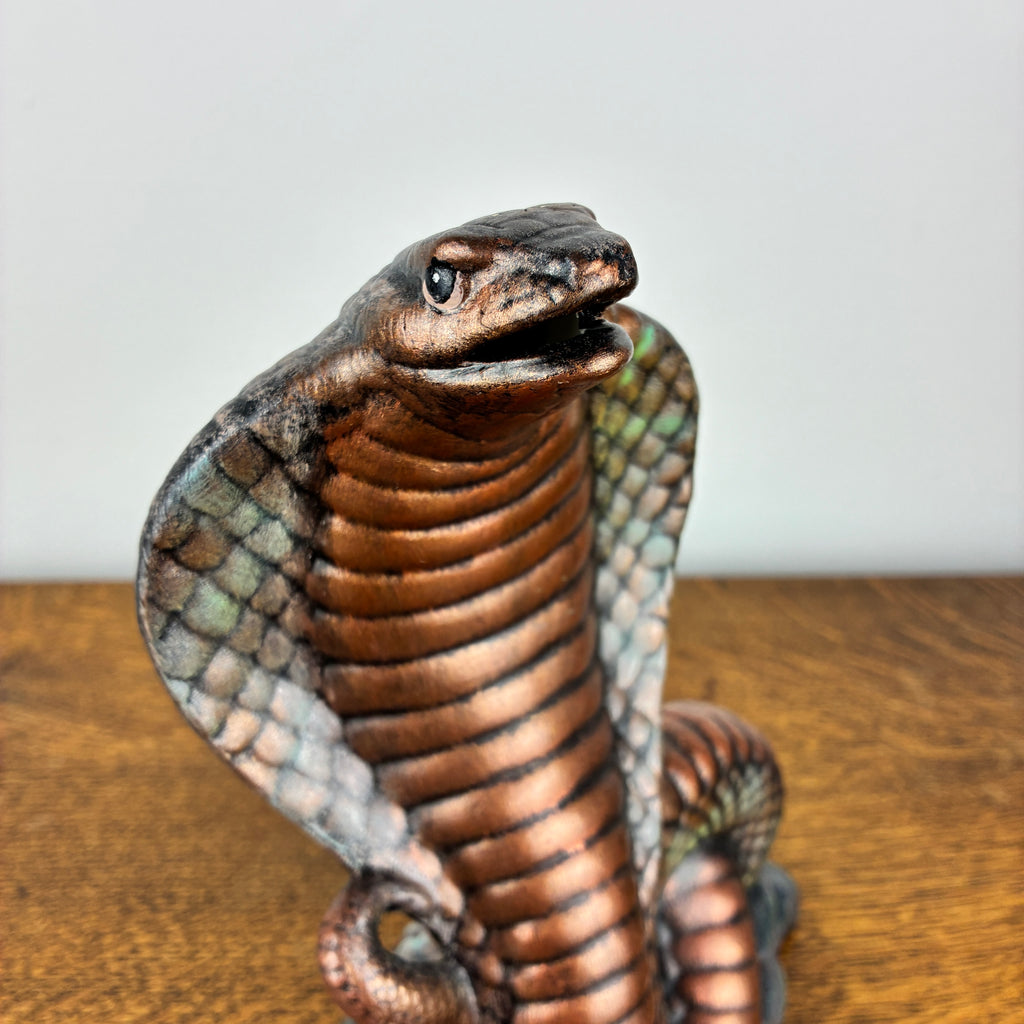 Cobra Snake Ceramic Figurine – Bronze Effect Hand Painted
