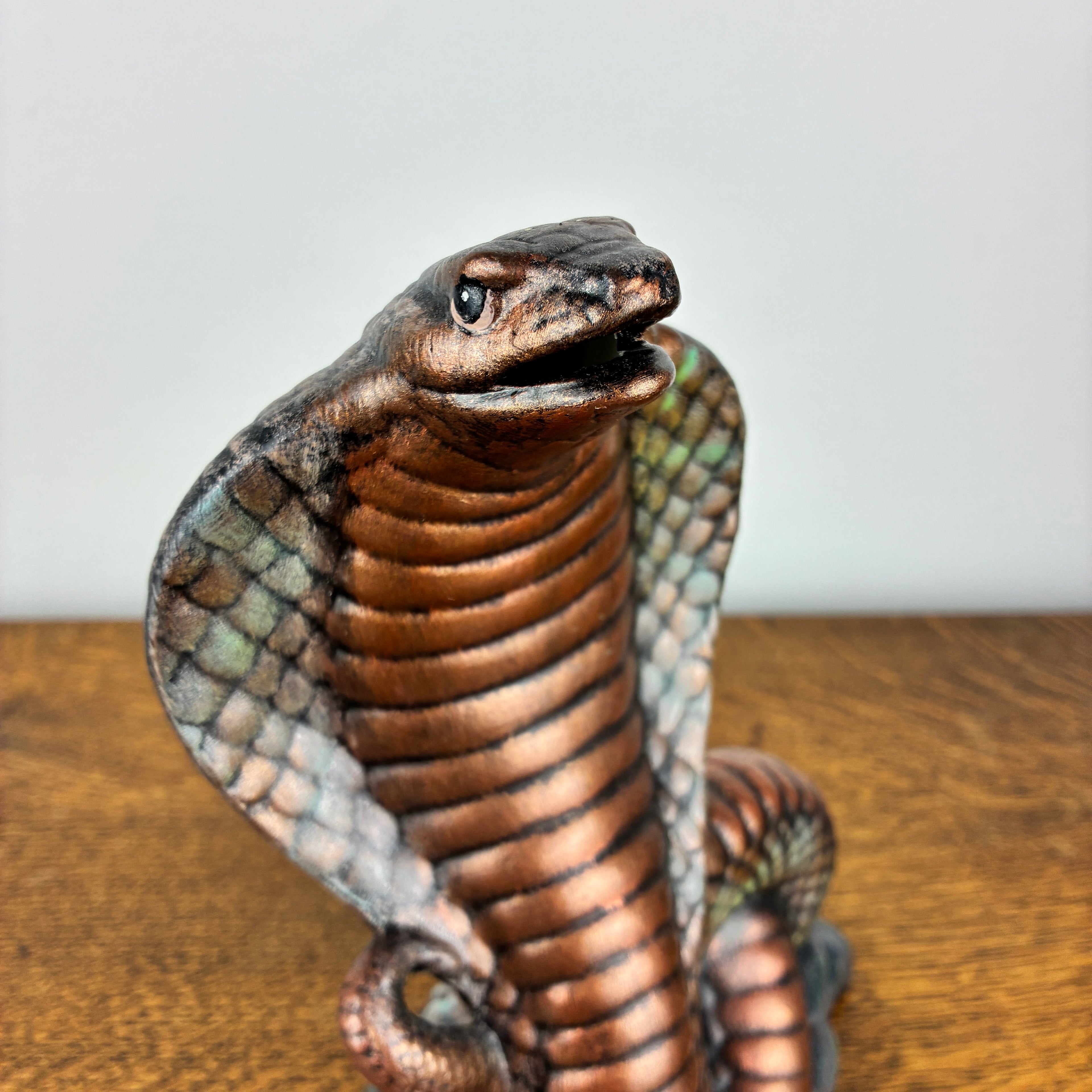 Cobra Snake Ceramic Figurine – Bronze Effect Hand Painted