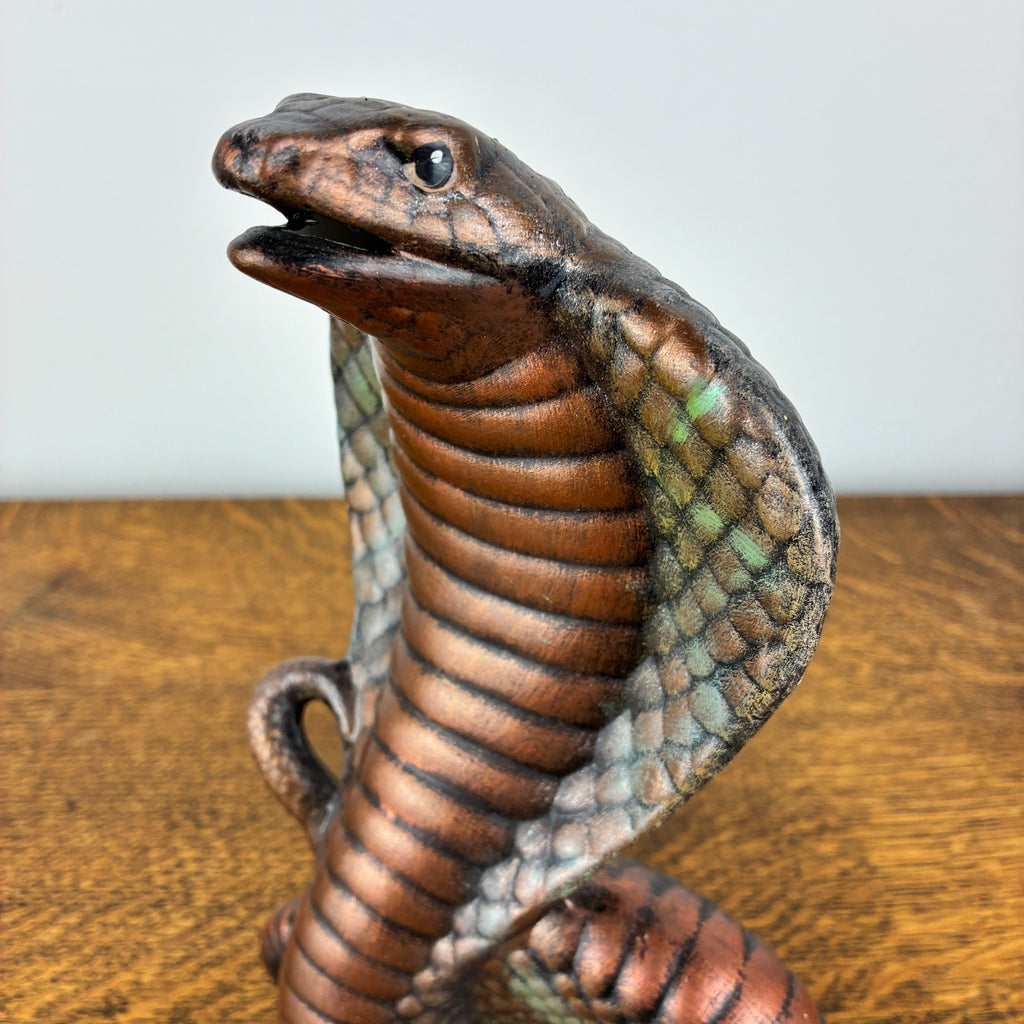 Cobra Snake Ceramic Figurine – Bronze Effect Hand Painted