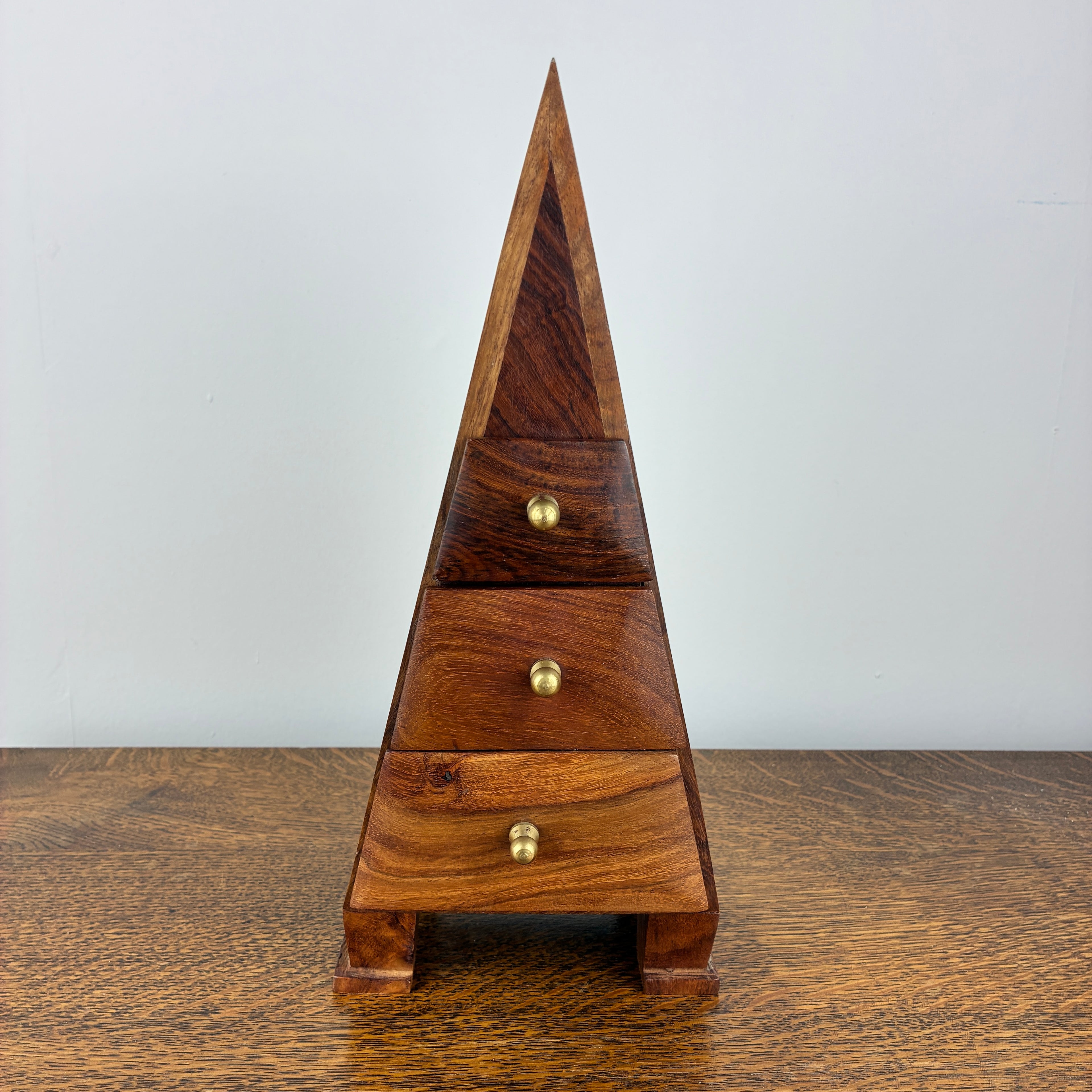 Wooden Jewellery Box Cabinet – Pyramid Design with Drawers