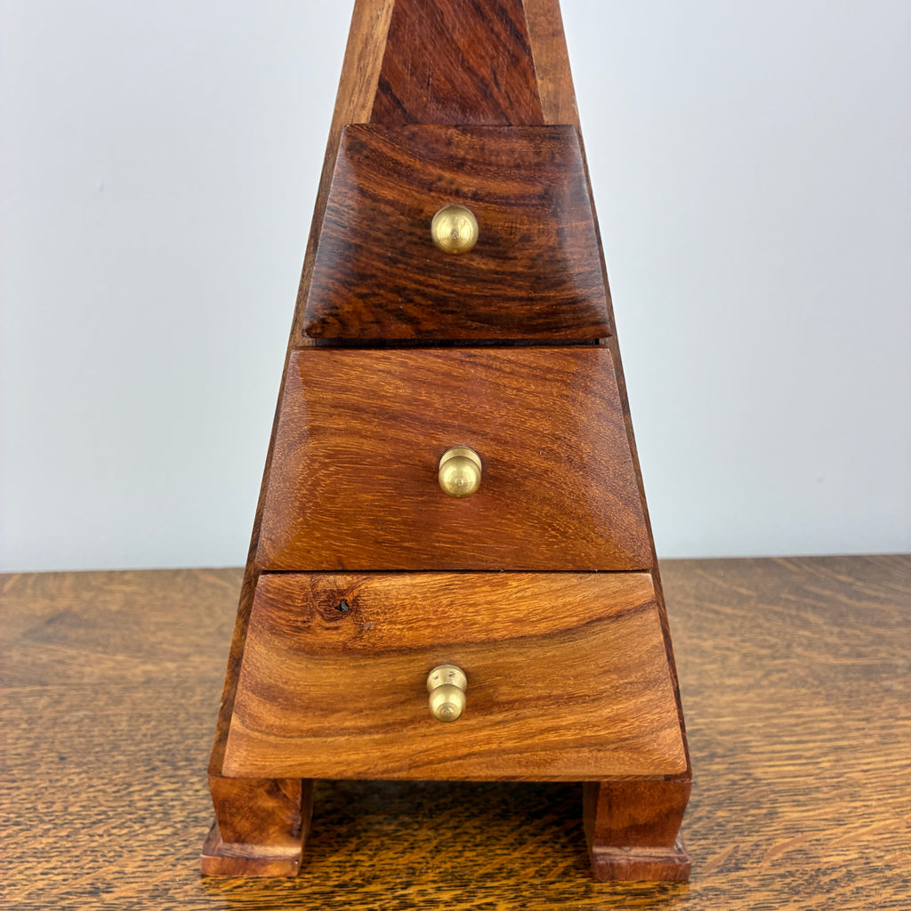 Wooden Jewellery Box Cabinet – Pyramid Design with Drawers