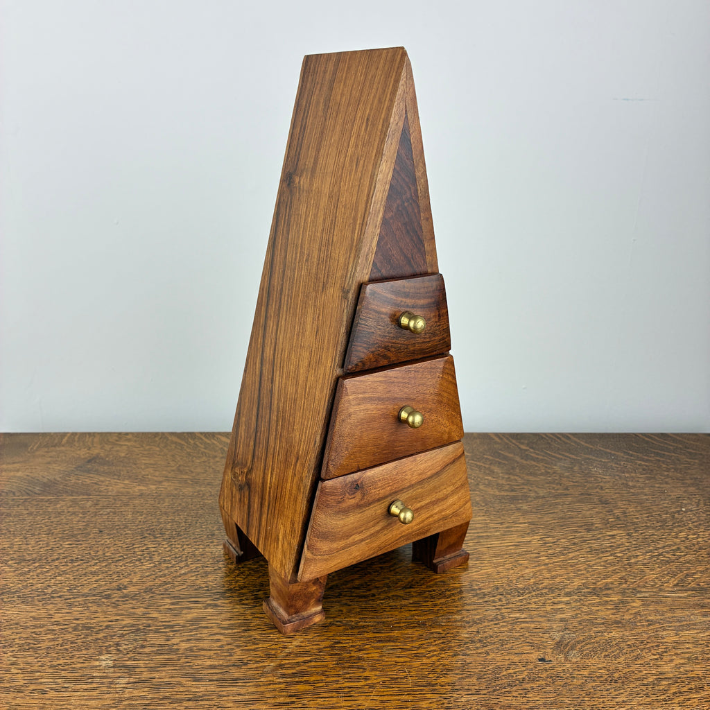 Wooden Jewellery Box Cabinet – Pyramid Design with Drawers