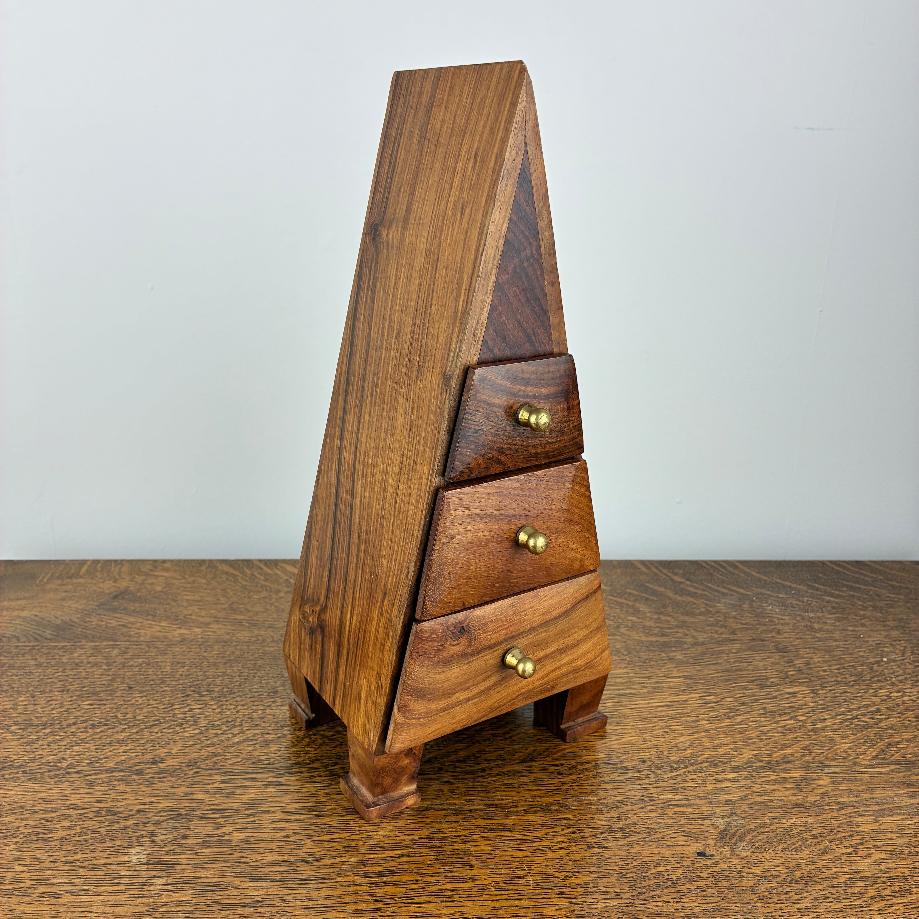 Wooden Jewellery Box Cabinet – Pyramid Design with Drawers
