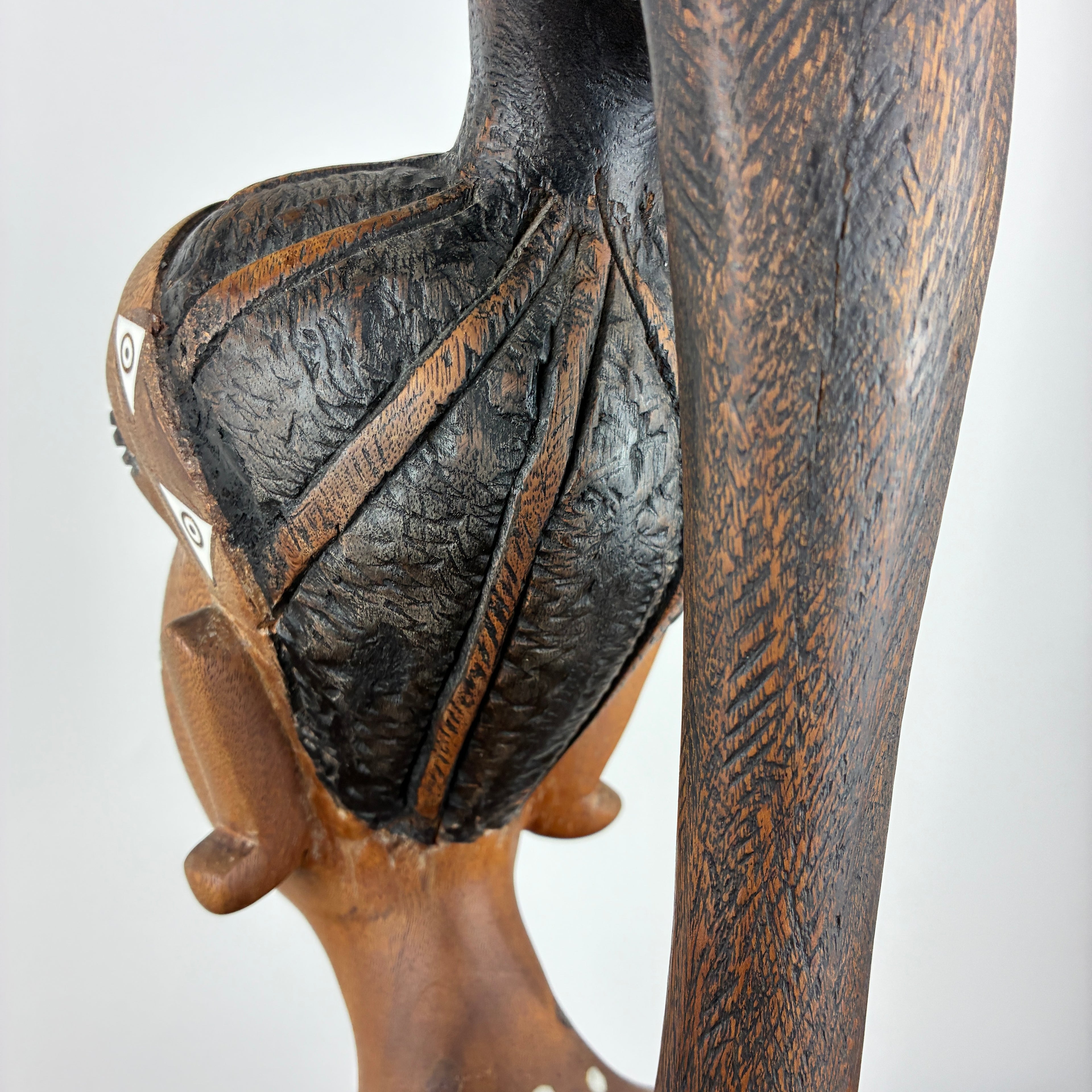 Large Hand Carved African Style Wooden Bust – Tribal Female Sculpture
