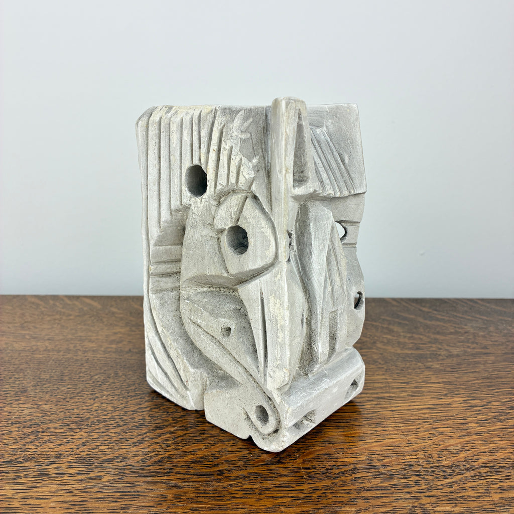 Abstract Stone Sculpture – Modernist Carved Limestone Style Decorative Object