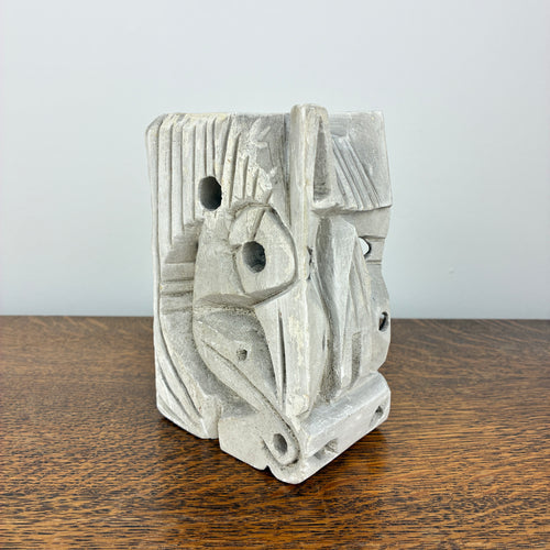 Abstract Stone Sculpture – Modernist Carved Limestone Style Decorative Object