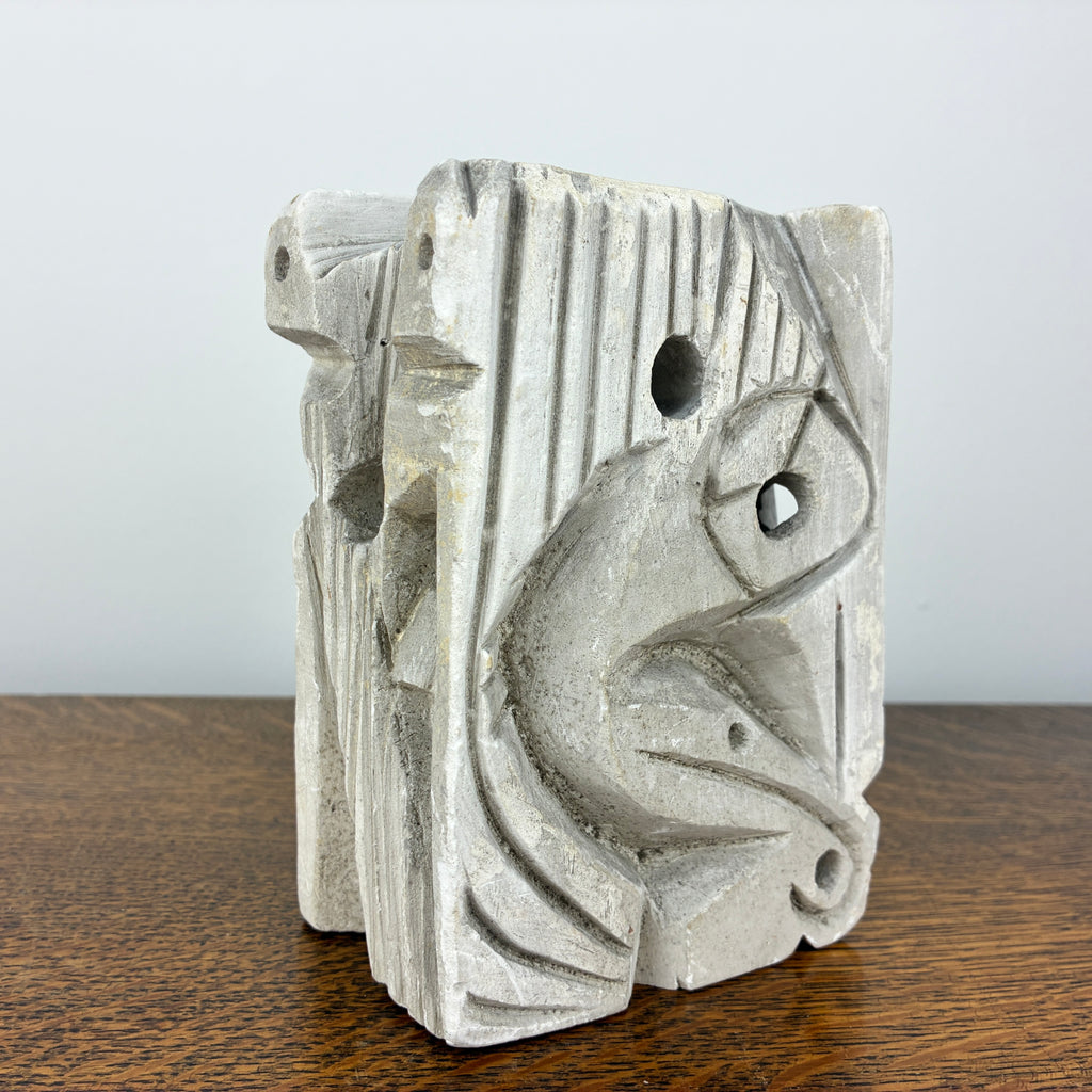 Abstract Stone Sculpture – Modernist Carved Limestone Style Decorative Object