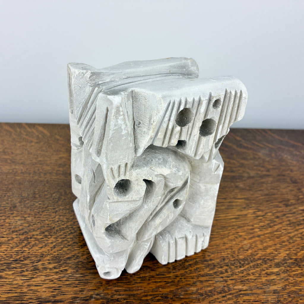 Abstract Stone Sculpture – Modernist Carved Limestone Style Decorative Object