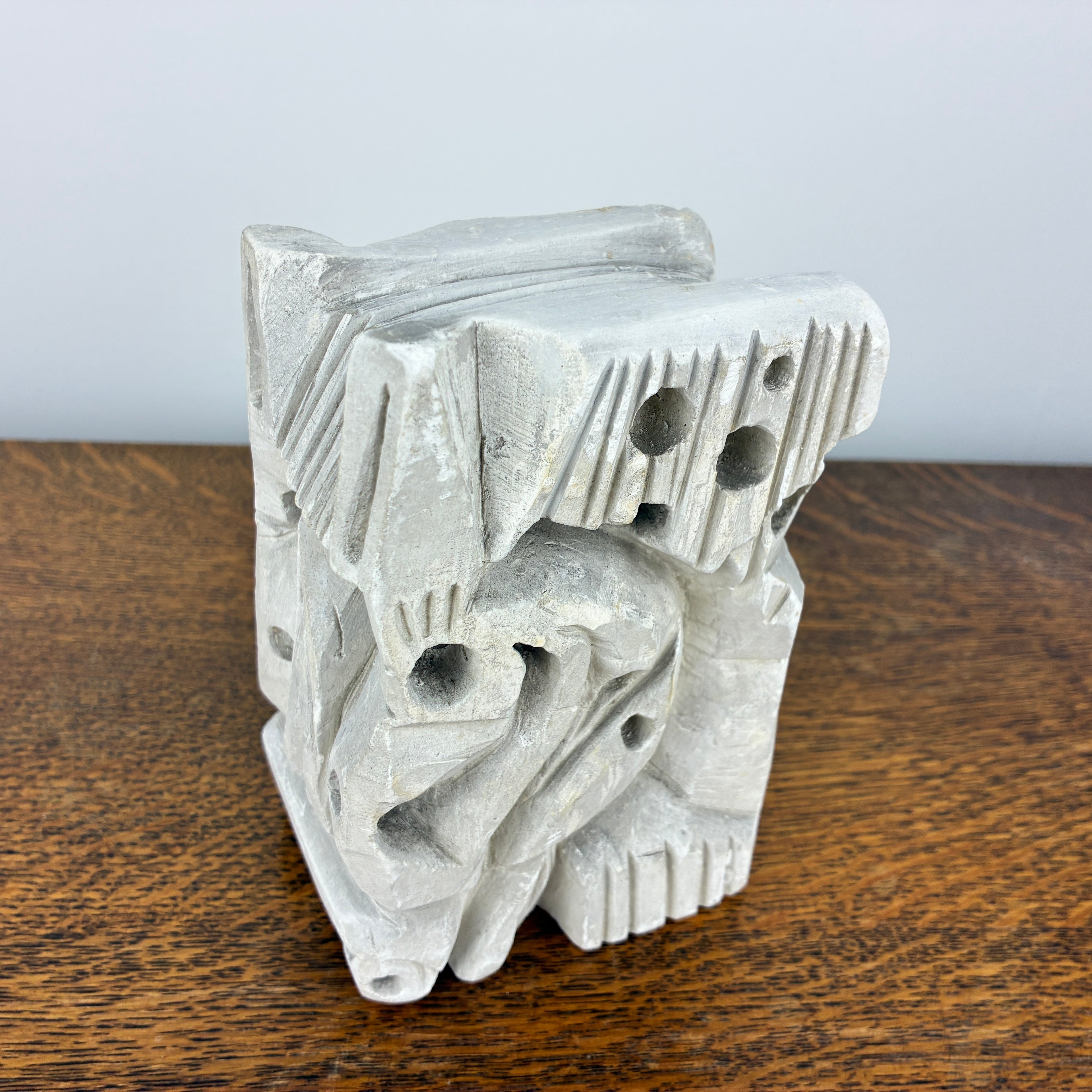 Abstract Stone Sculpture – Modernist Carved Limestone Style Decorative Object