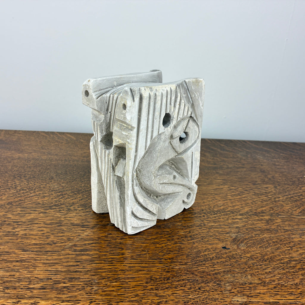 Abstract Stone Sculpture – Modernist Carved Limestone Style Decorative Object