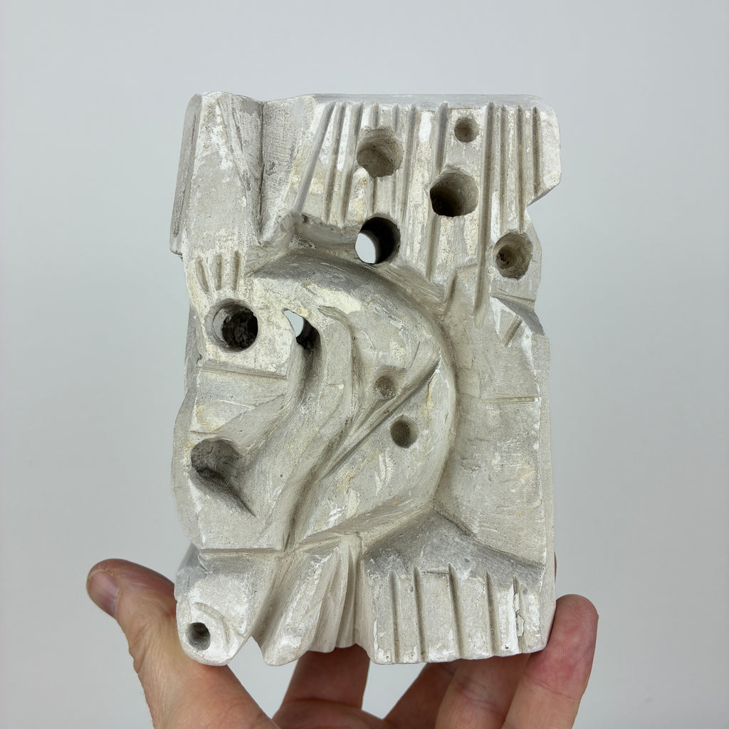 Abstract Stone Sculpture – Modernist Carved Limestone Style Decorative Object