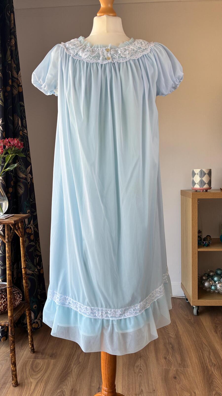 Baby Blue St Michael M&S 1960s Nylon Nightdress